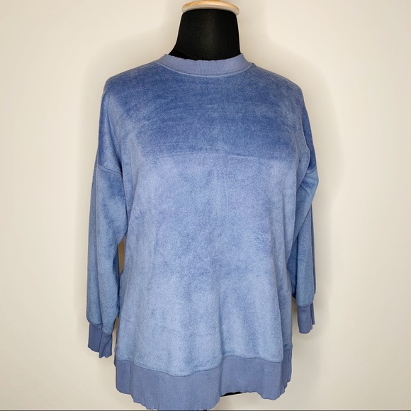 aerie Tops - Aerie Oversized Blue Sherpa Sweatshirt Size Medium